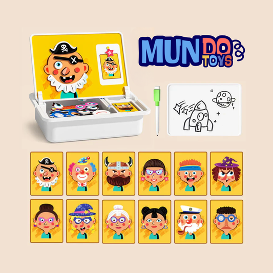 Multifunctional magnetic puzzle box: educational game and drawing board for children